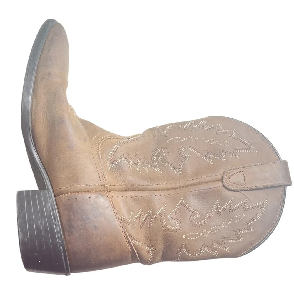 Dan Post Childrens Leather Cowboy Boots Size 2 1/2 Brown‎ Western Boho Co…